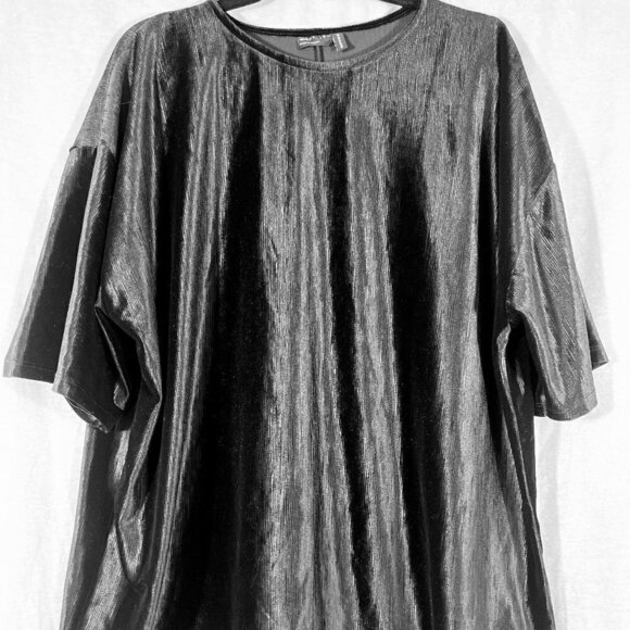 Asos Oversized Short Sleeve Black Velvet Blouse Size 8 - Picture 1 of 4